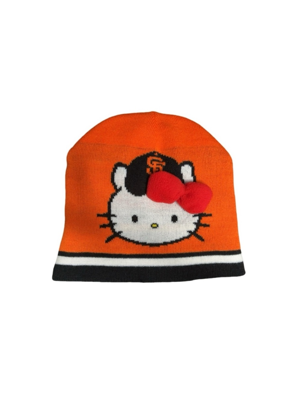 Hello Kitty Reversible Orange SF Giants Beanie Athletic Athleisure One Size